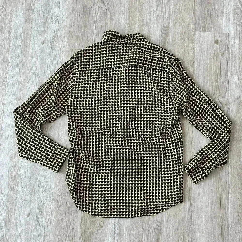 Mens Forever 21 Yellow/Black Printed Long Sleeve Shirt - M - Picture 4 of 5